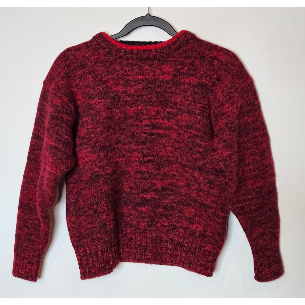 Boston Traders Vintage Pure Wool Knit Sweater Large Red‎ Black Crewneck Winter